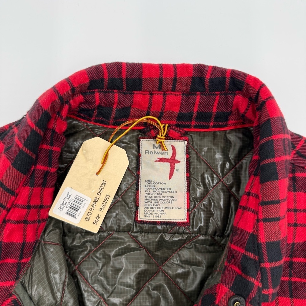 NWT Relwen Men’s Quilted Flannel Shirt Jacket Shacket Red Black Medium Large - Picture 2 of 15